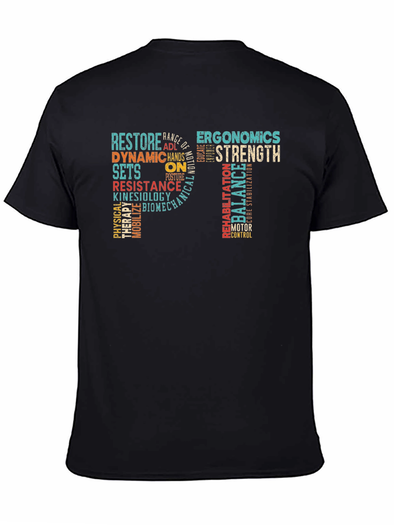 PT Physical Therapy Word Art Graphic T-Shirt - 4