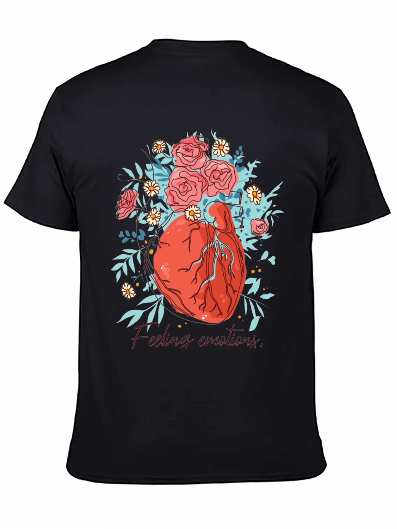 Black Floral Heart Graphic Tee - Express Your Emotions! view 4