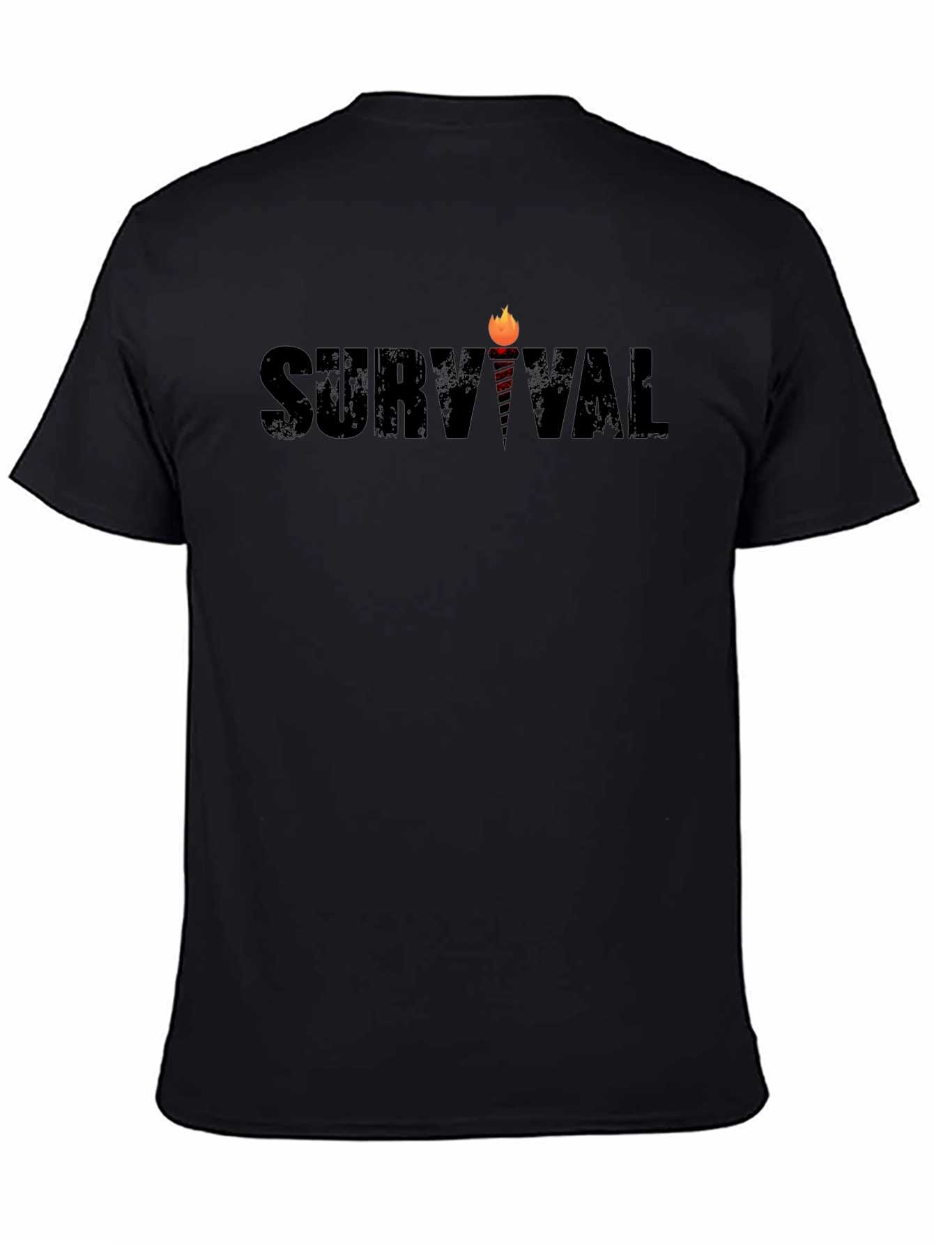 Black Survival Graphic Print Crew Neck T-Shirt view 4