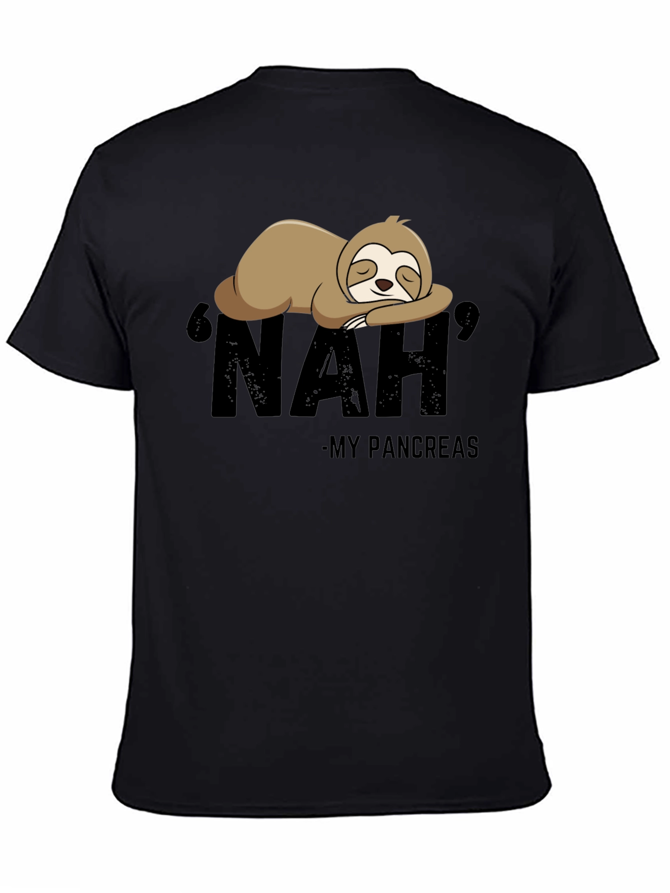 Black Nah, My Pancreas Sloth T-Shirt view 4