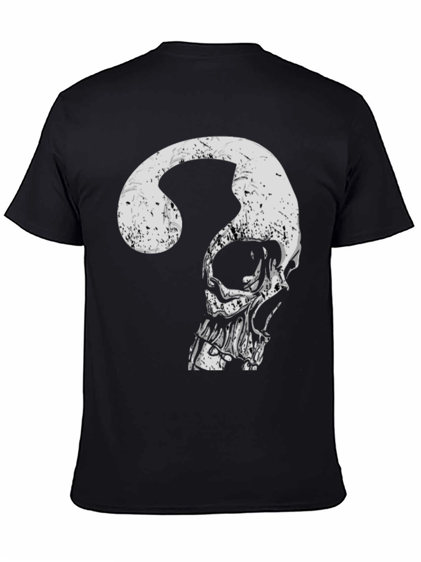 Black Skull Question Mark Graphic Tee - Men's Black T-Shirt view 4