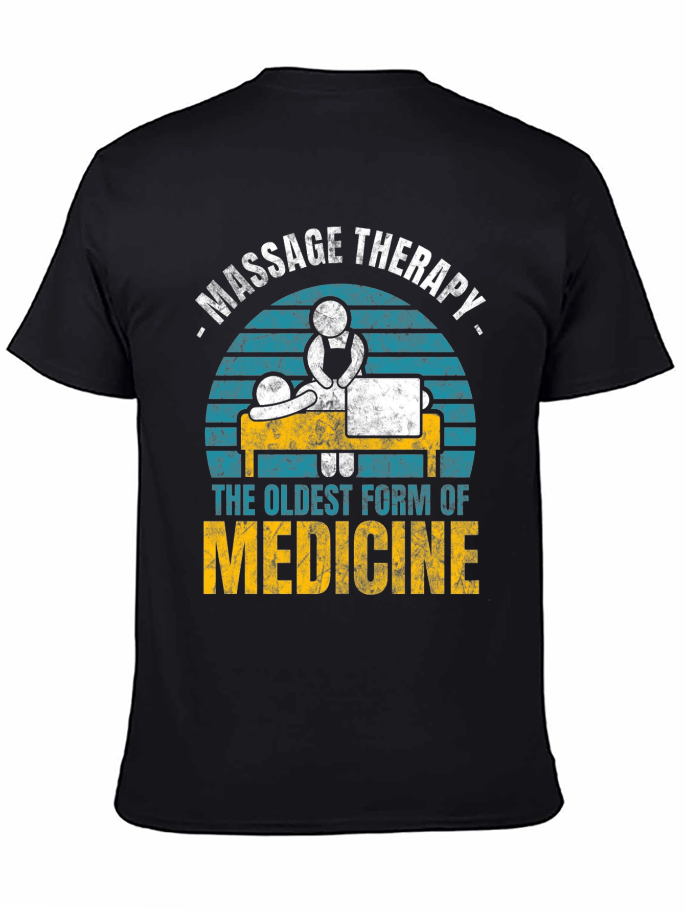 Black Massage Therapy T-Shirt - Oldest Form of Medicine view 4