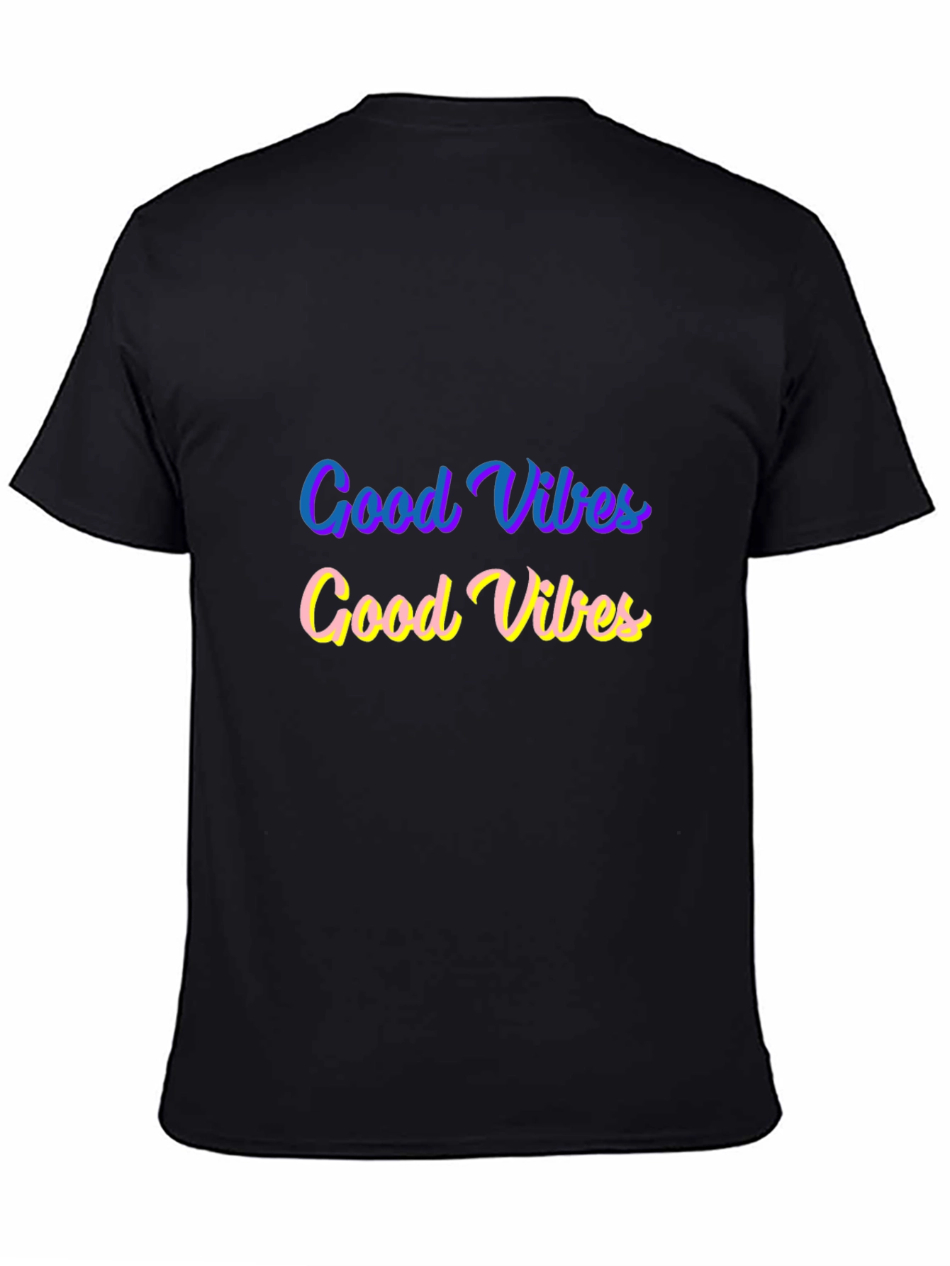 Black Good Vibes Graphic Tee - Black Cotton Comfort view 4