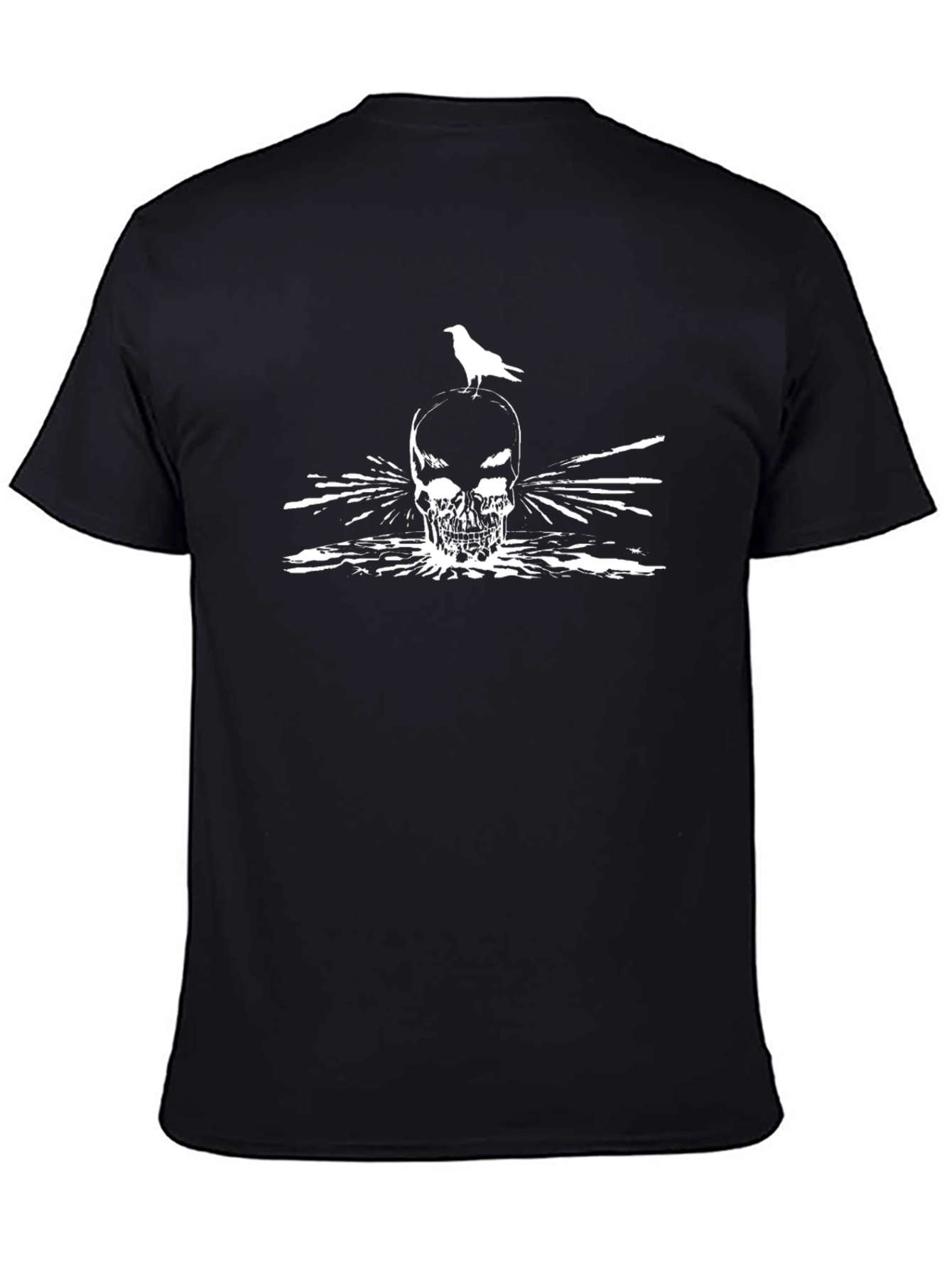 Black Skull & Crow Graphic Tee - Men's Black T-Shirt view 4