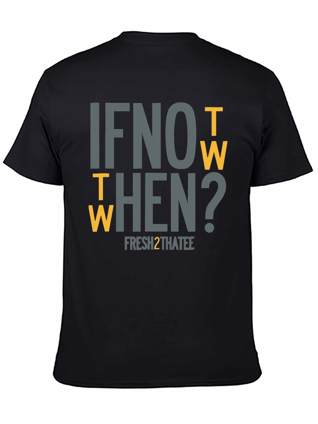 Black If Not Now Then When? Graphic T-Shirt view 4