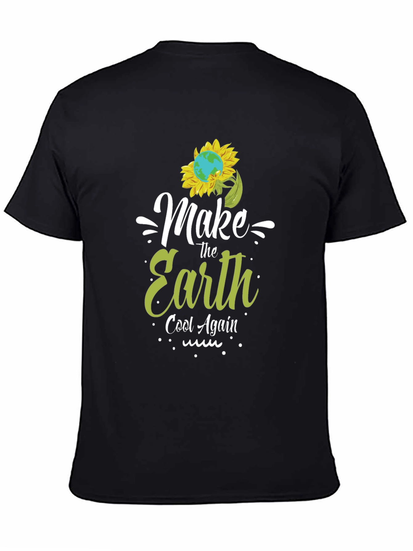 Black Eco-Friendly "Make Earth Cool" Graphic Tee view 4