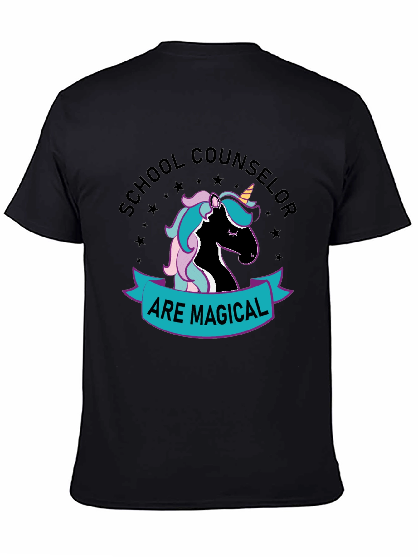 Black School Counselor Unicorn T-Shirt view 4