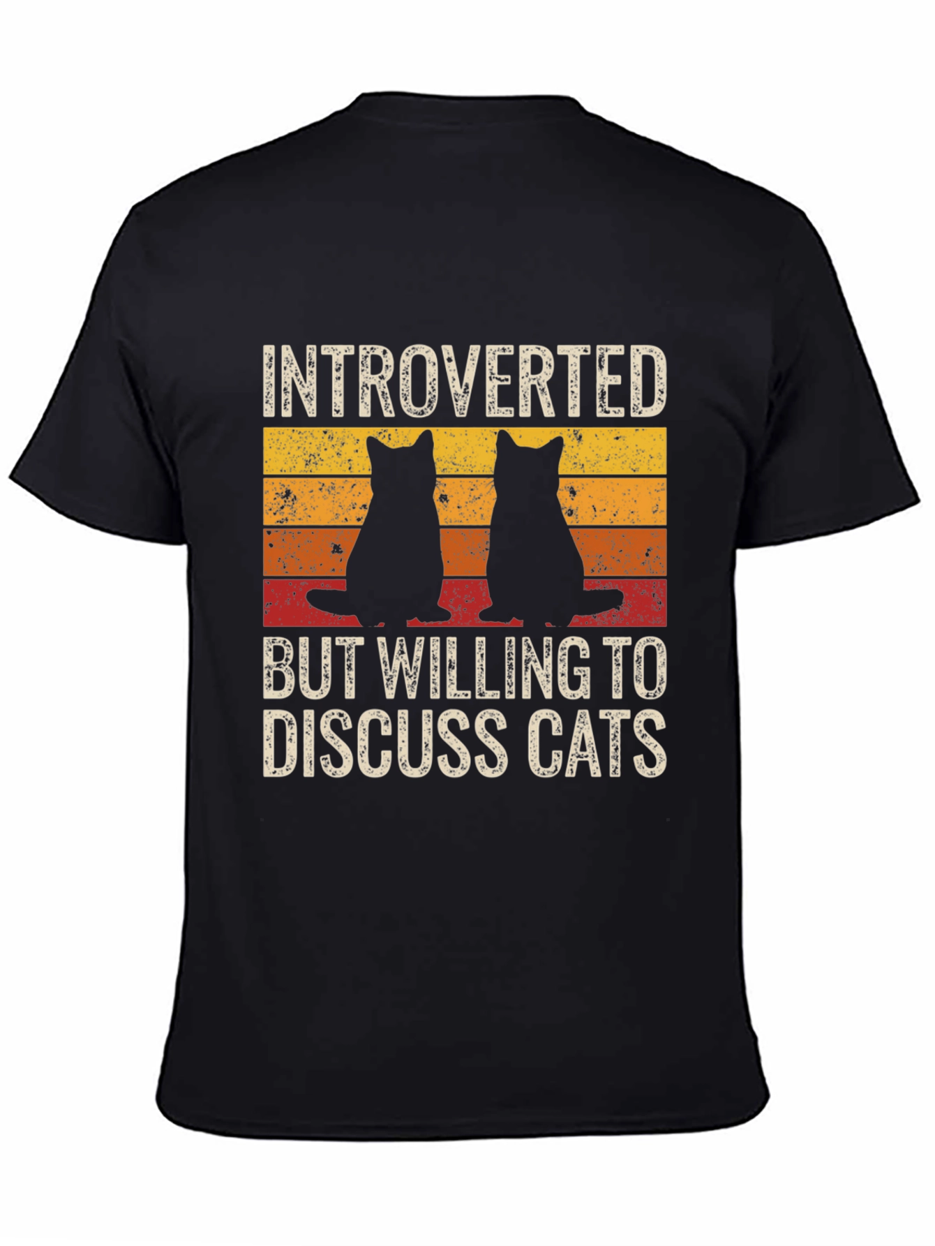 Black Introverted Cat Lover T-Shirt - Novelty Design view 4