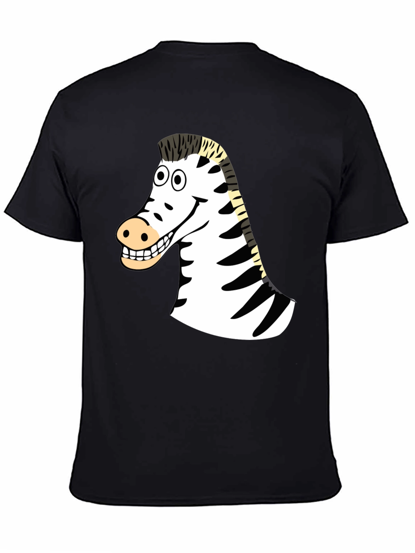 Black Zebra Cartoon Graphic T-Shirt view 4