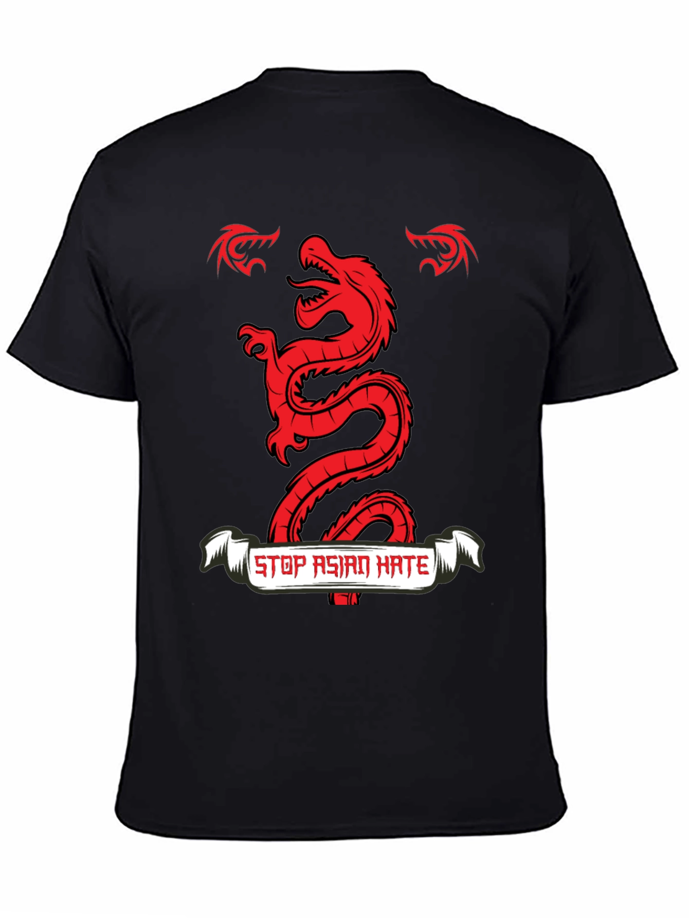 Black Stop Asian Hate Dragon Graphic Tee view 4
