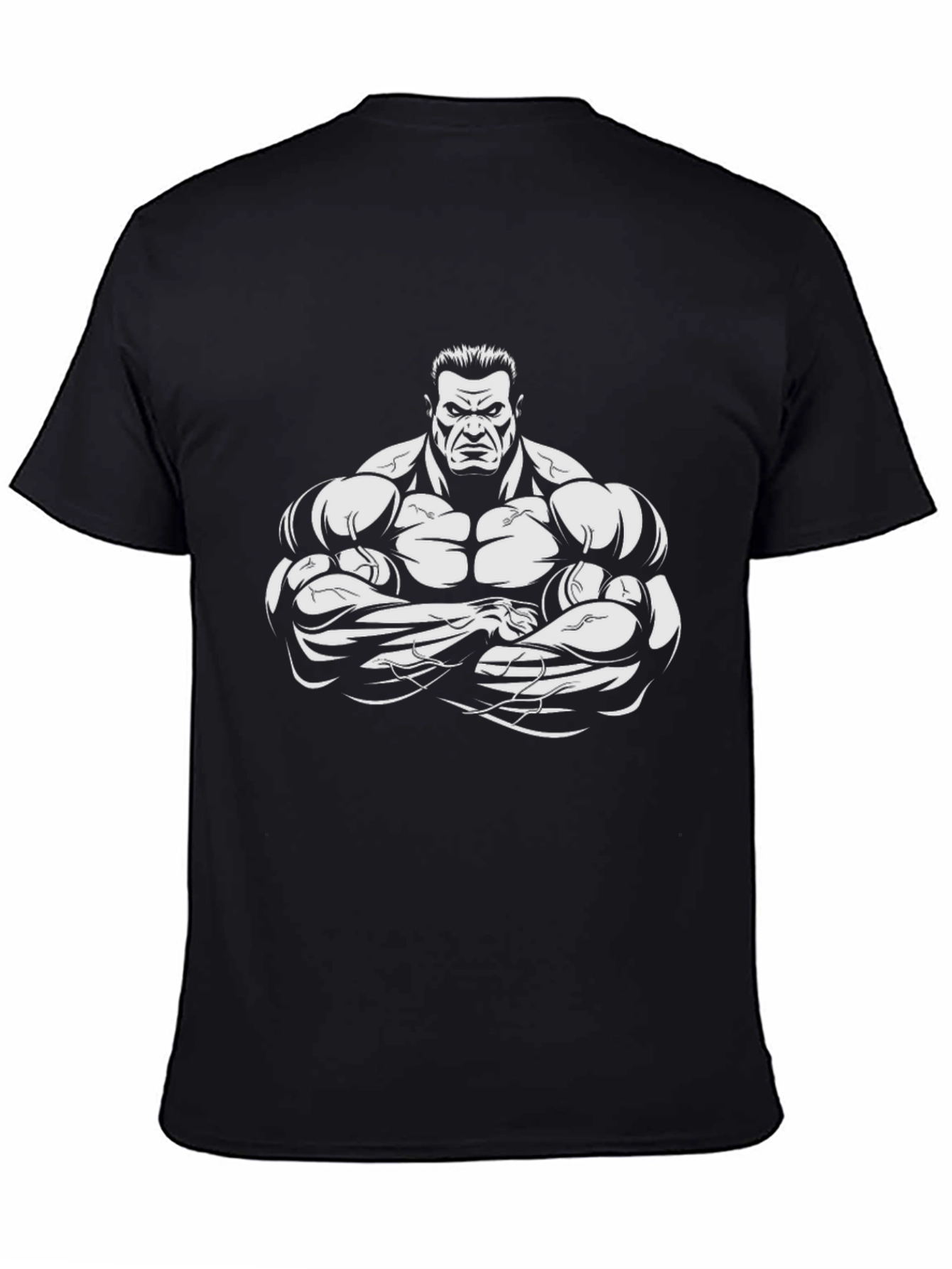 Black Muscle Man Graphic T-Shirt - Black view 4