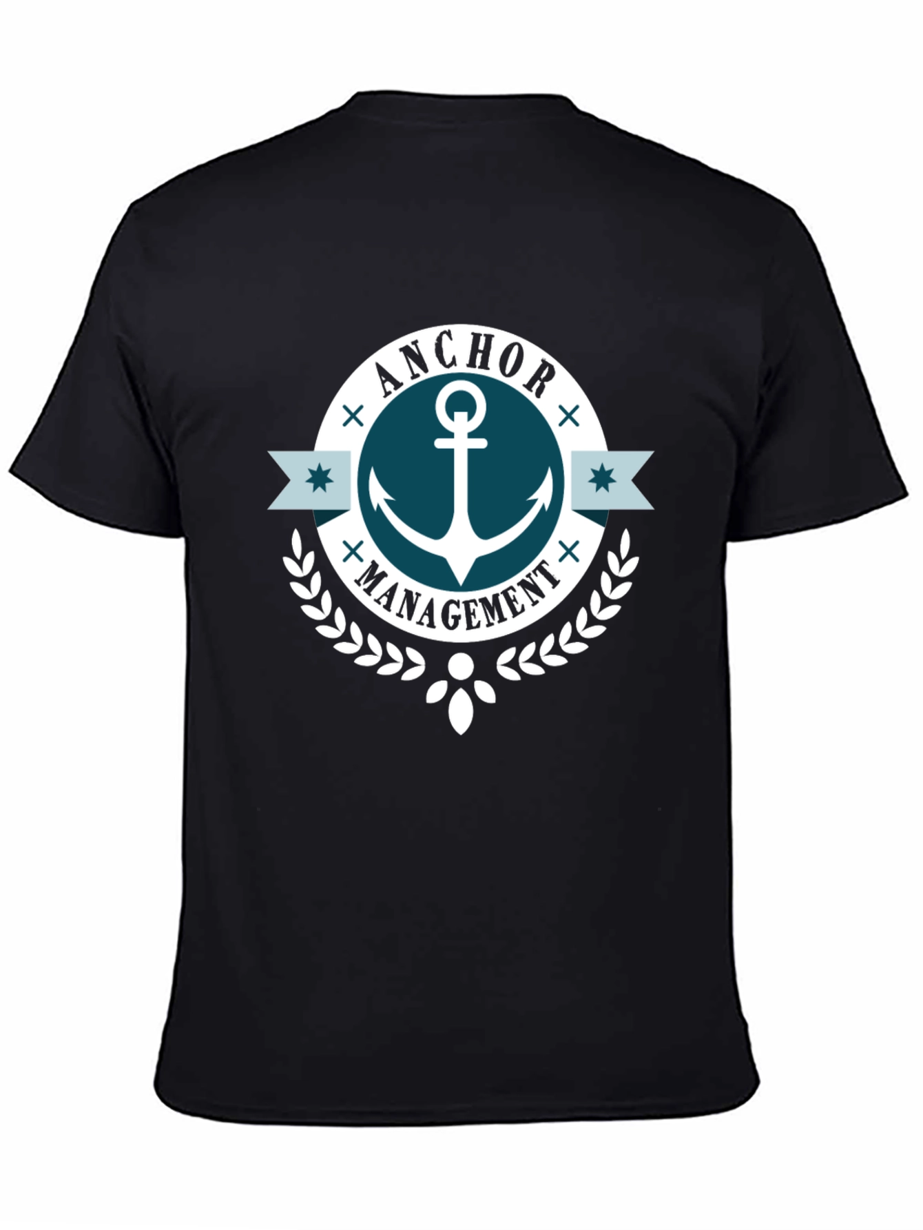 Black Anchor Management T-Shirt - Black Crew Neck view 4