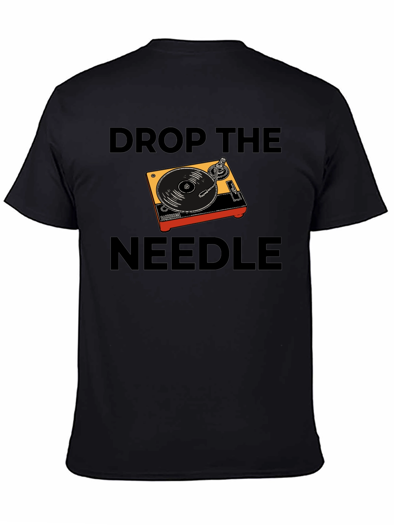 Black Drop the Needle Turntable Graphic T-Shirt view 4