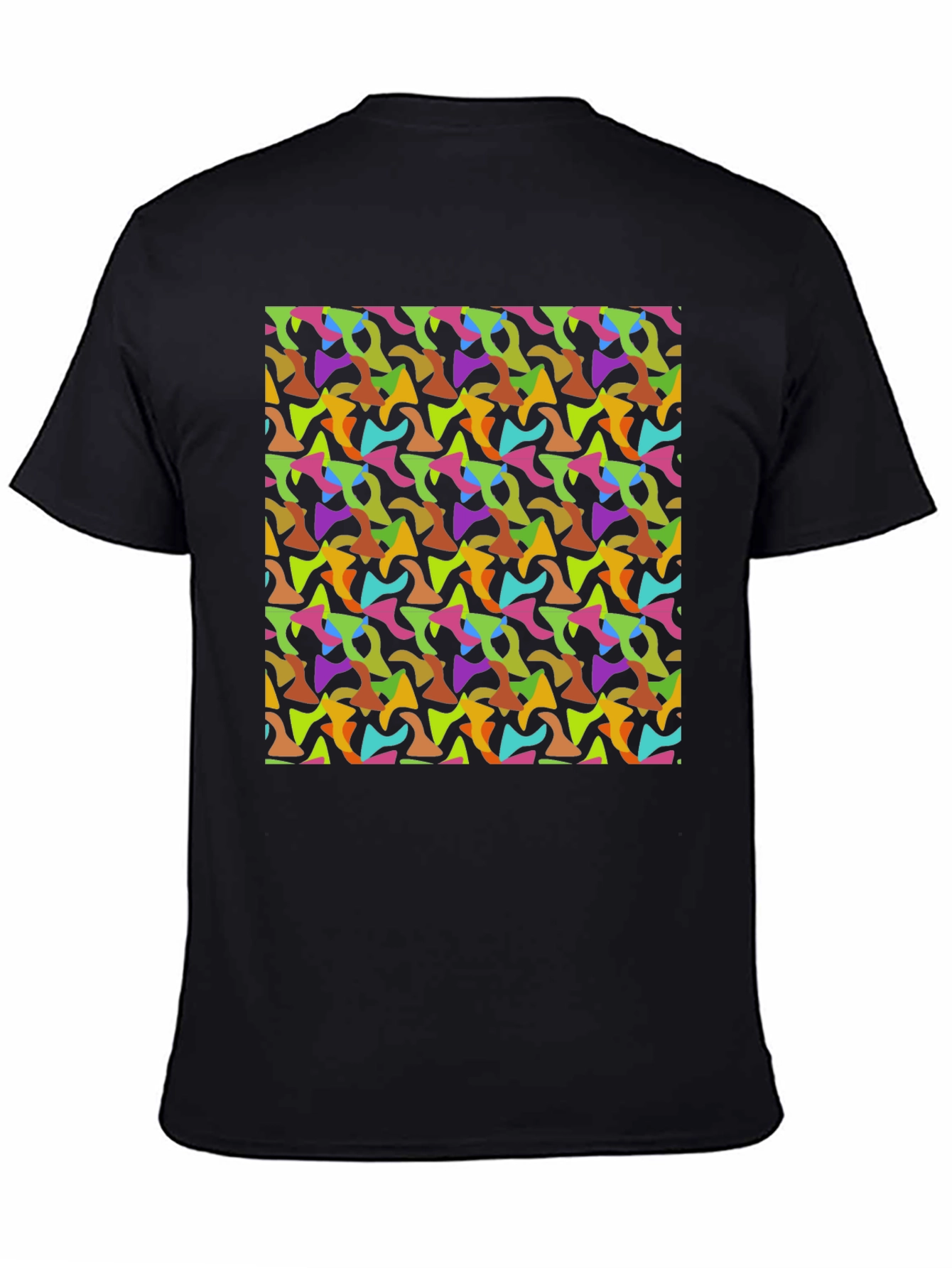 Black Abstract Pattern Men's Black T-Shirt view 4