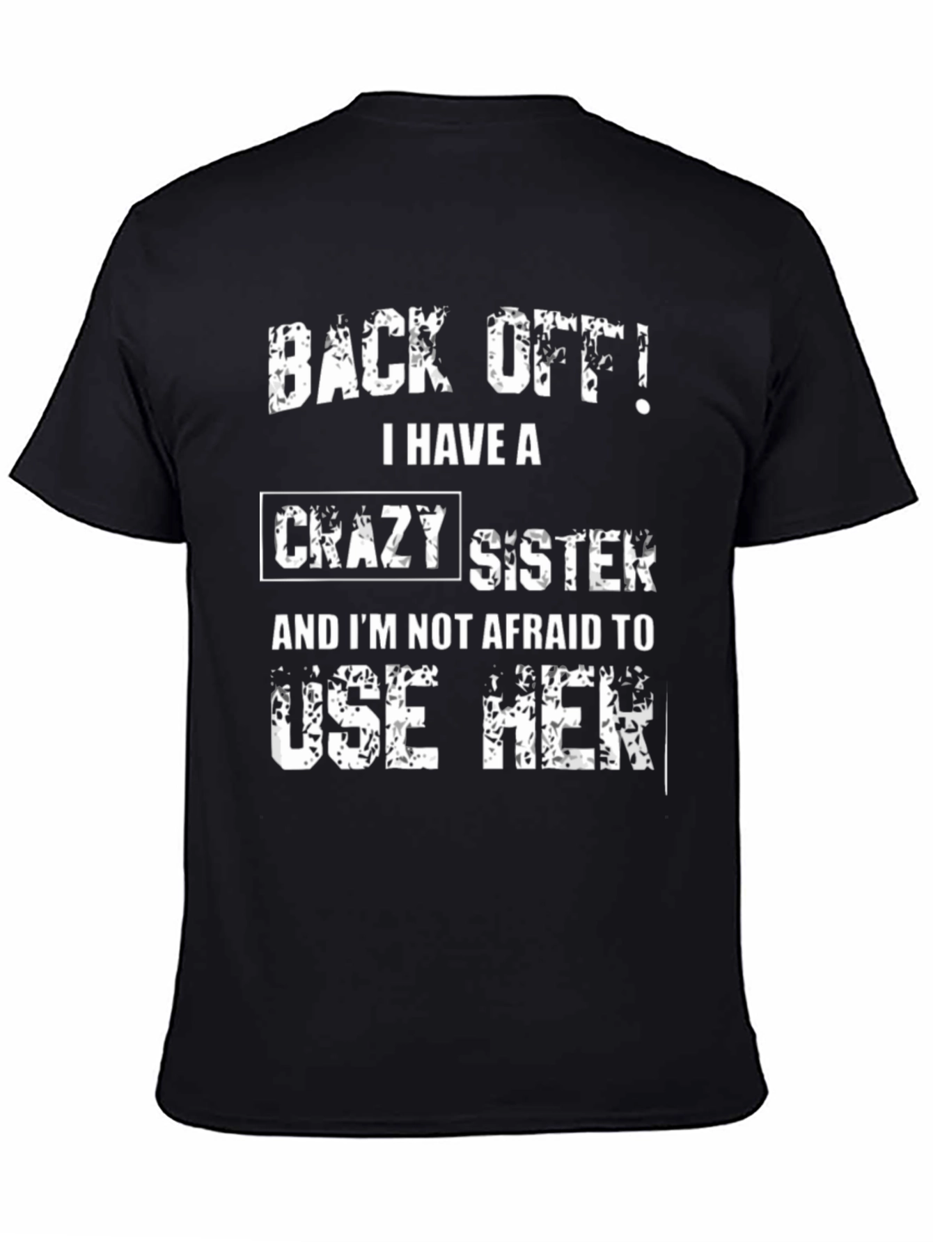 Black Funny "Crazy Sister" Graphic T-Shirt view 4