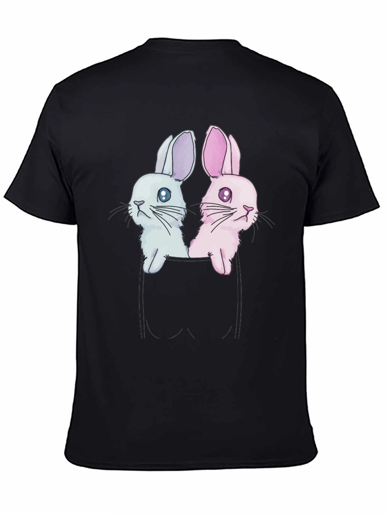 Black Cute Bunny Pocket Tee - Adorable Graphic T-Shirt view 4