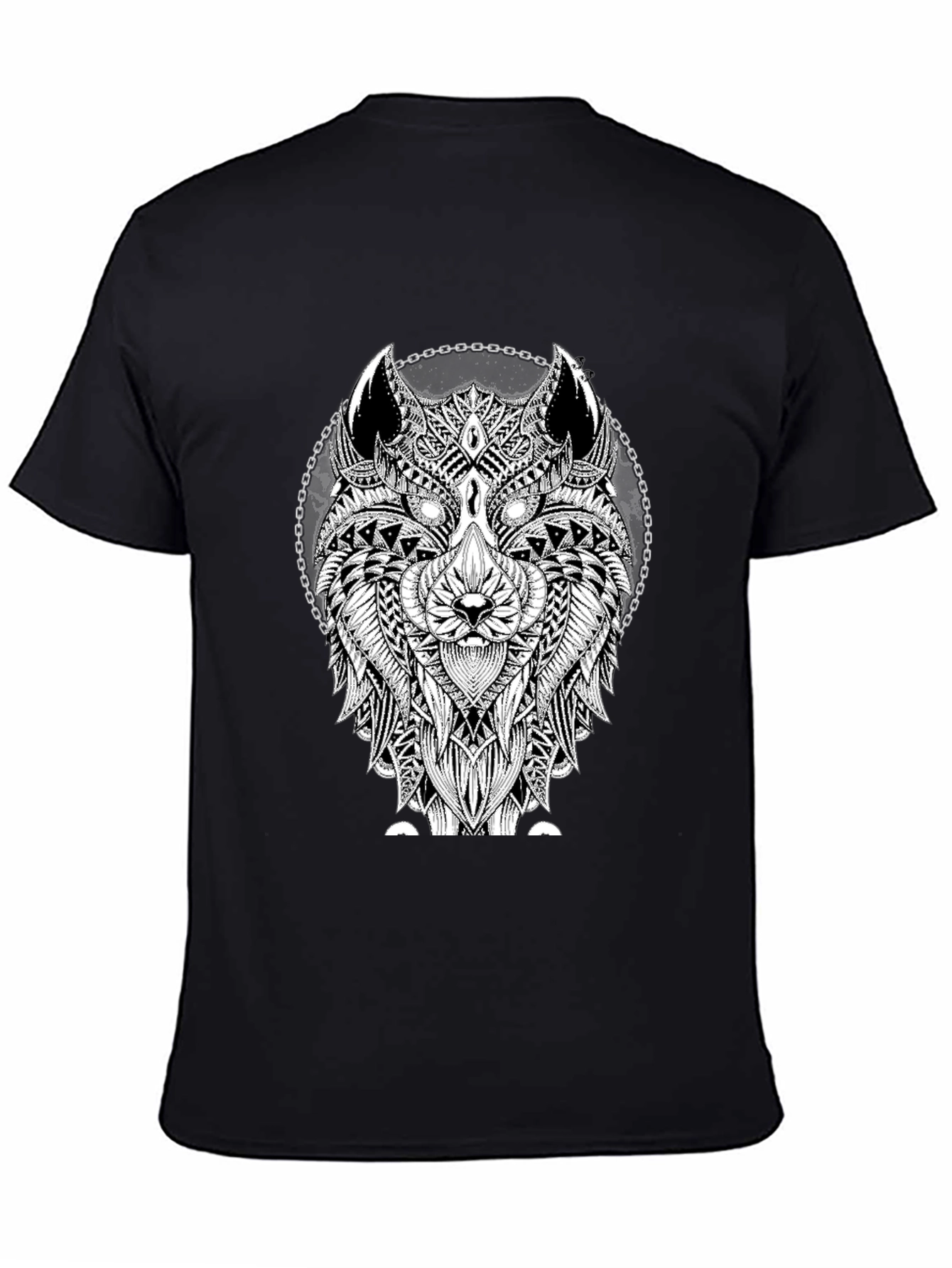 Black Wolf Graphic Tee - Black Cotton T-Shirt view 4