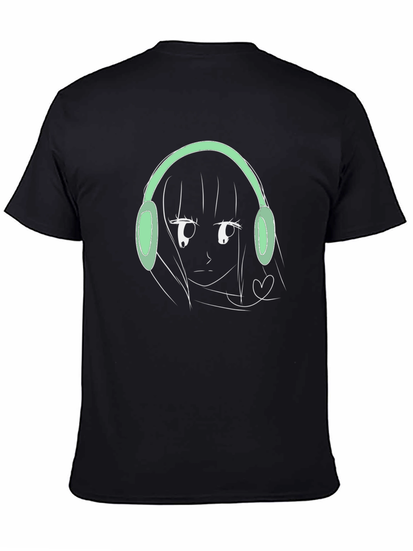Anime Girl Headphones Graphic T-Shirt - Trendy Streetwear - 4