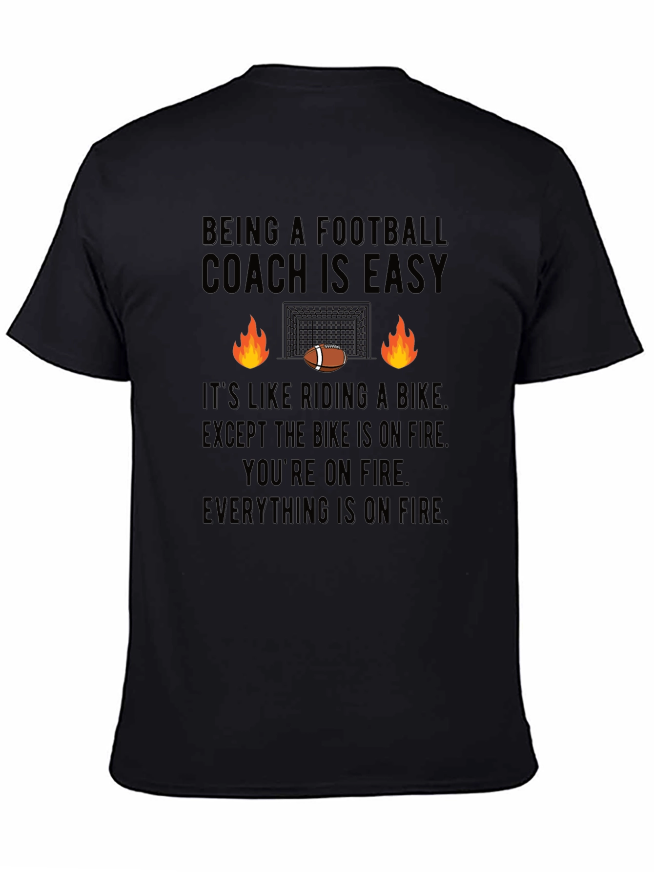 Black Funny Football Coach On Fire T-Shirt view 4