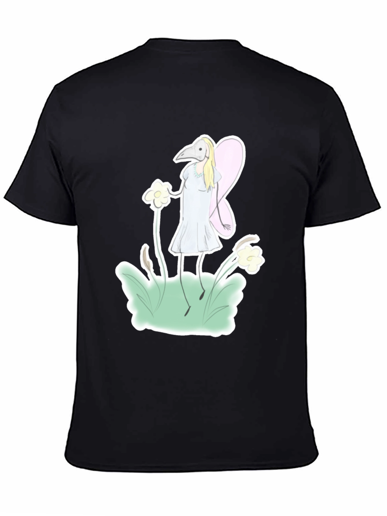 Black Whimsical Plague Doctor Fairy Graphic T-Shirt view 4