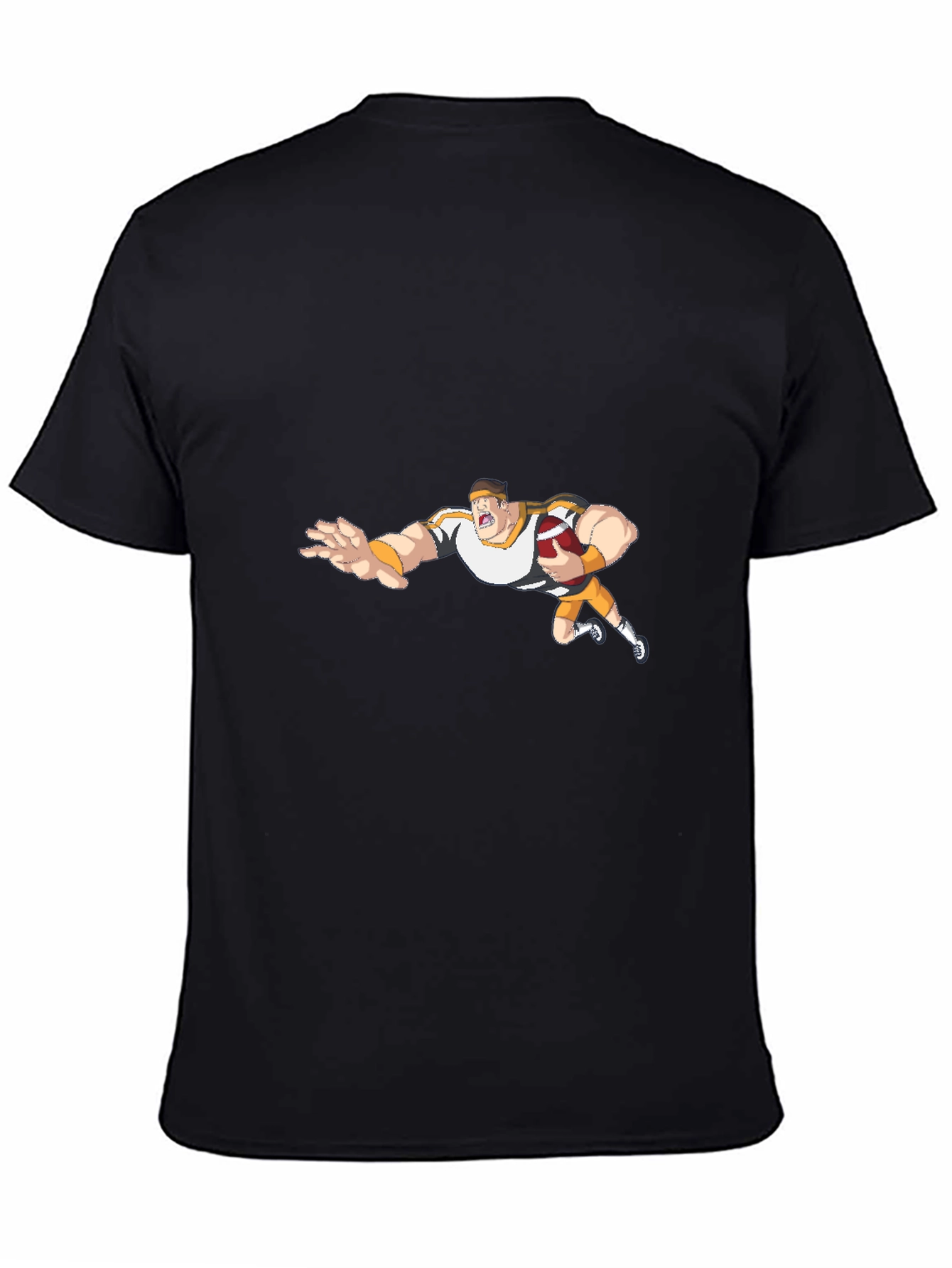 Black Cartoon Football Player Black T-Shirt view 4