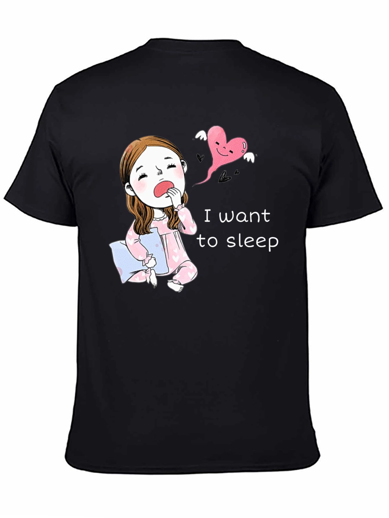 Black Sleepy Cartoon Tee - I Want To Sleep! view 4