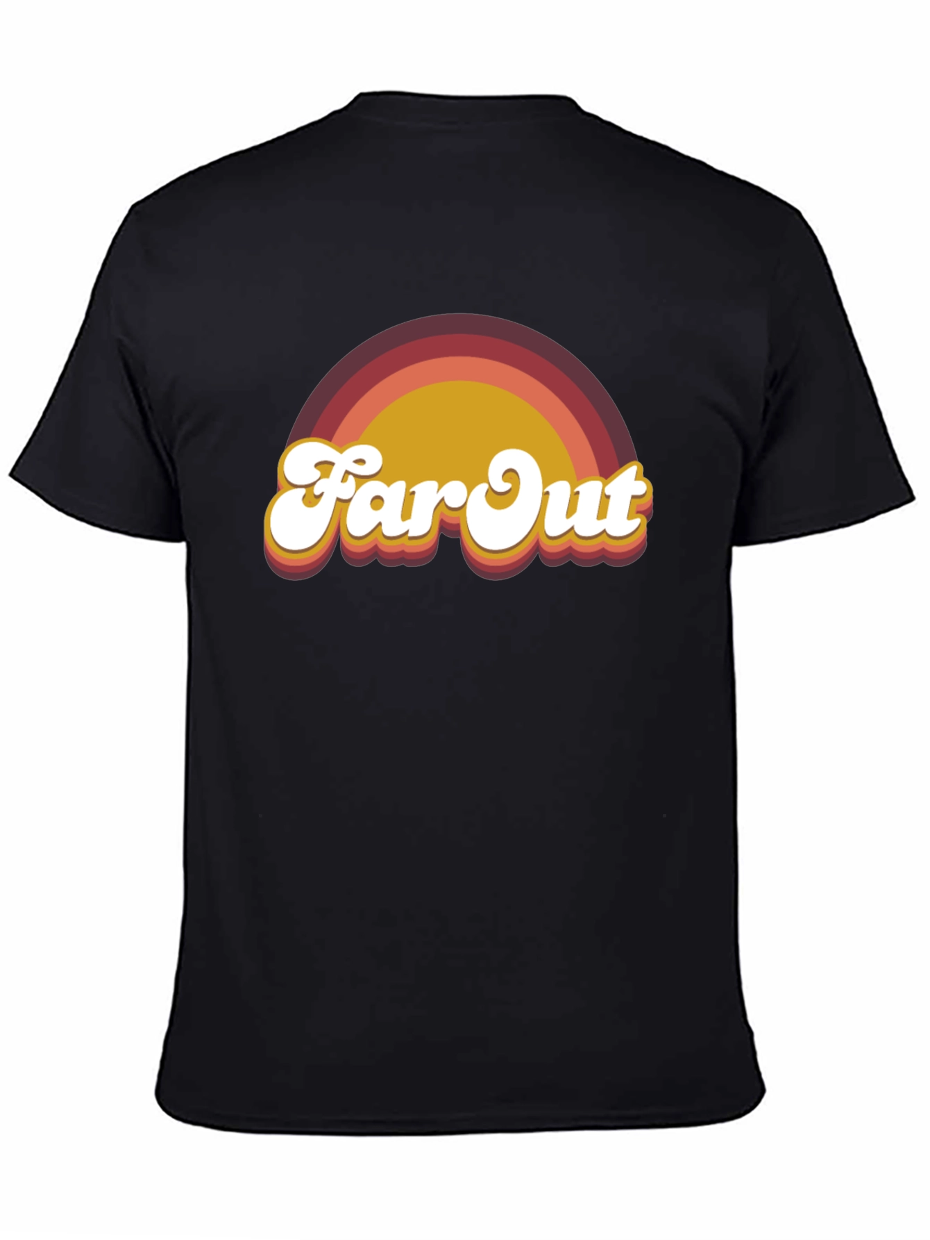 Black Retro "Far Out" Graphic T-Shirt view 4