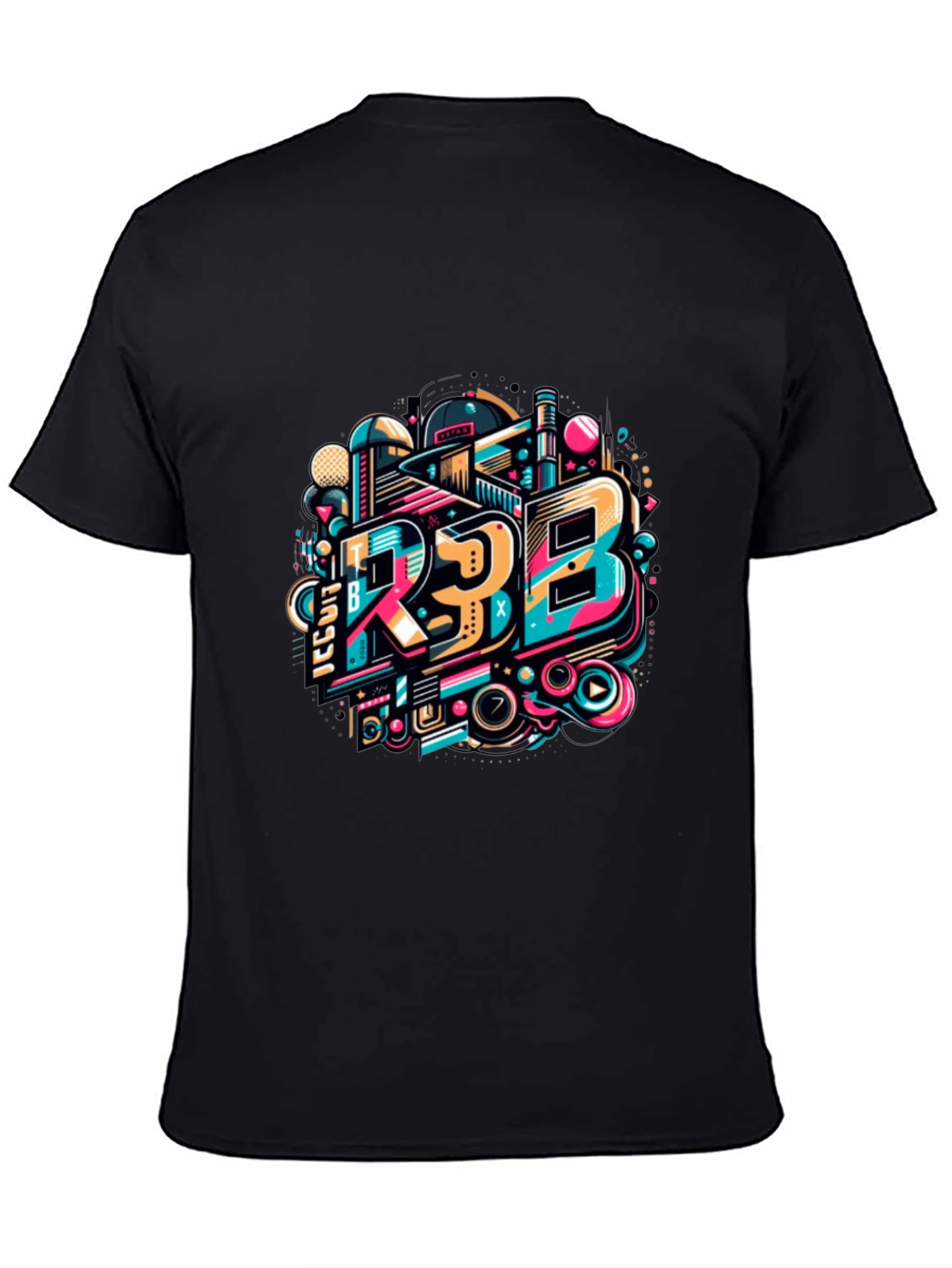 Black Bold Graphic Tee - R3B Design Black T-Shirt view 4