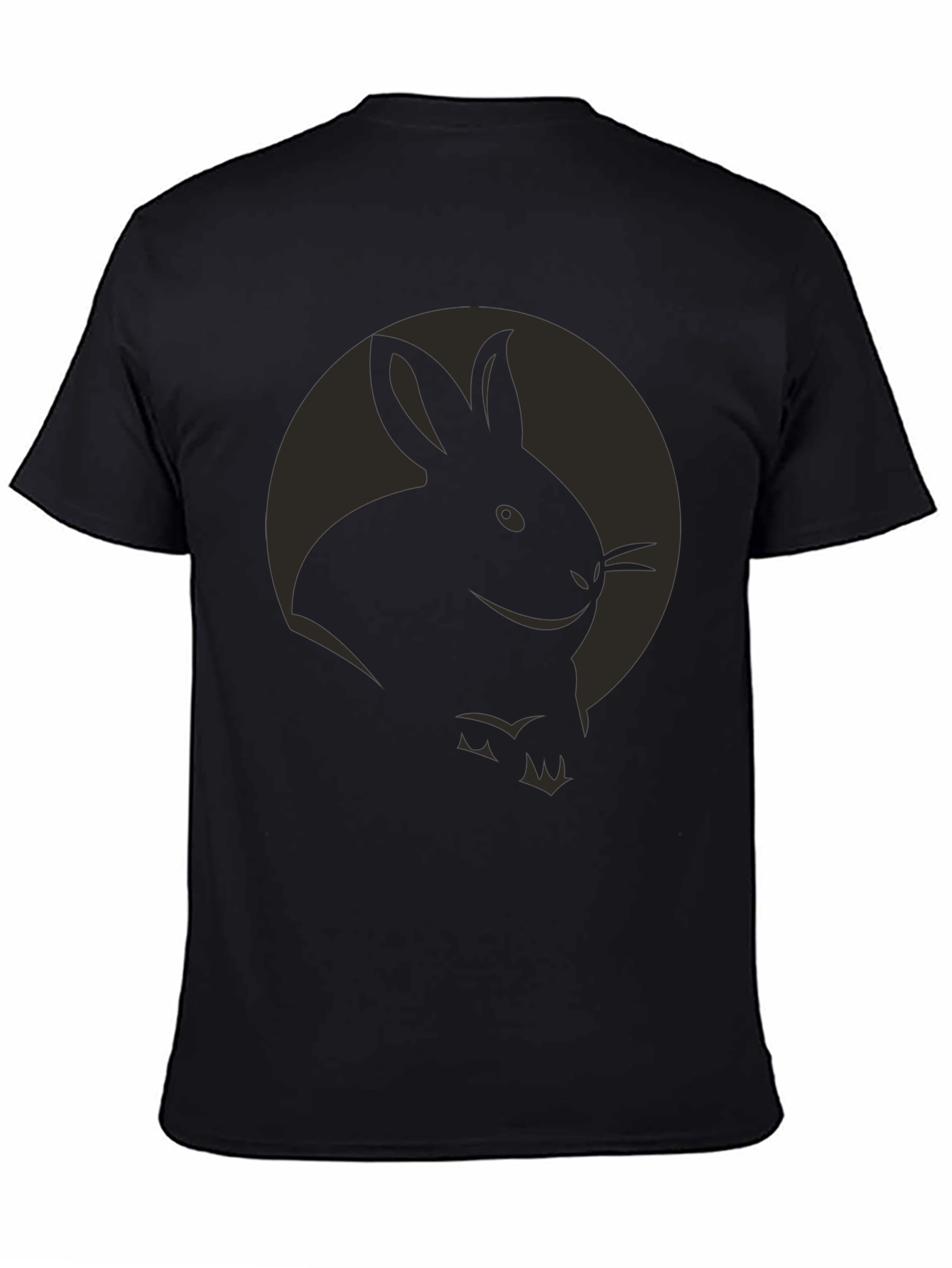 Black Rabbit Graphic Tee - Soft Black Cotton Shirt view 4