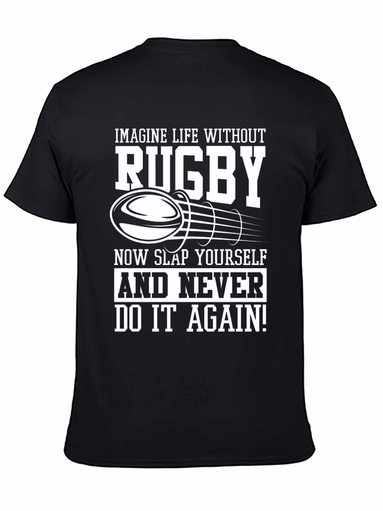 Black Rugby Lover Black T-Shirt - Slap Yourself! view 4