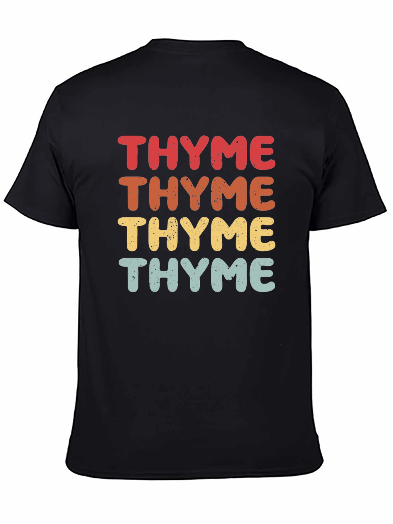 Black Retro "Thyme" Graphic Print T-Shirt view 4