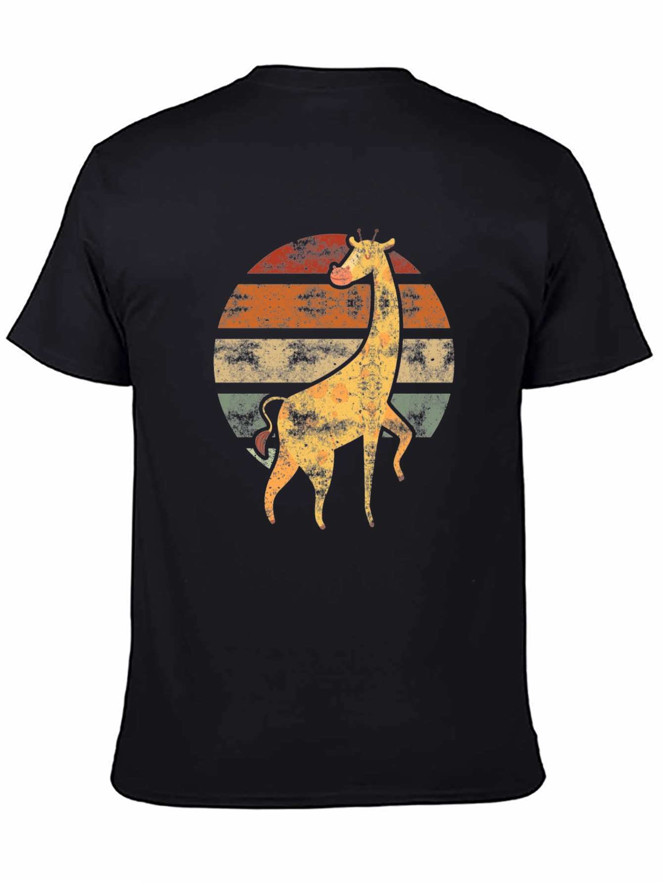 Black Retro Giraffe Sunset T-Shirt - Vintage Animal Tee view 4