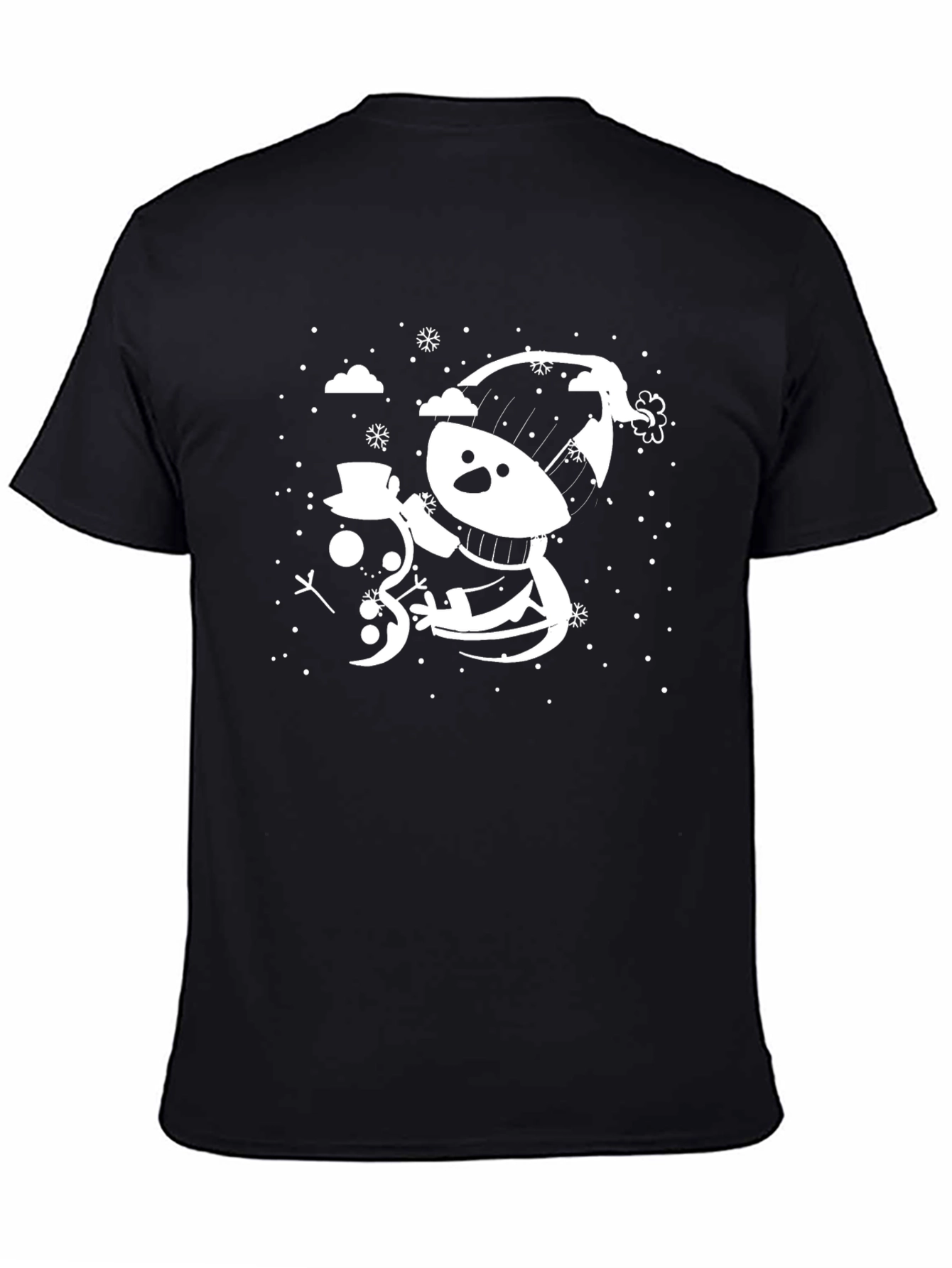 Black Whimsical Snowman Graphic Tee - Holiday Cheer view 4