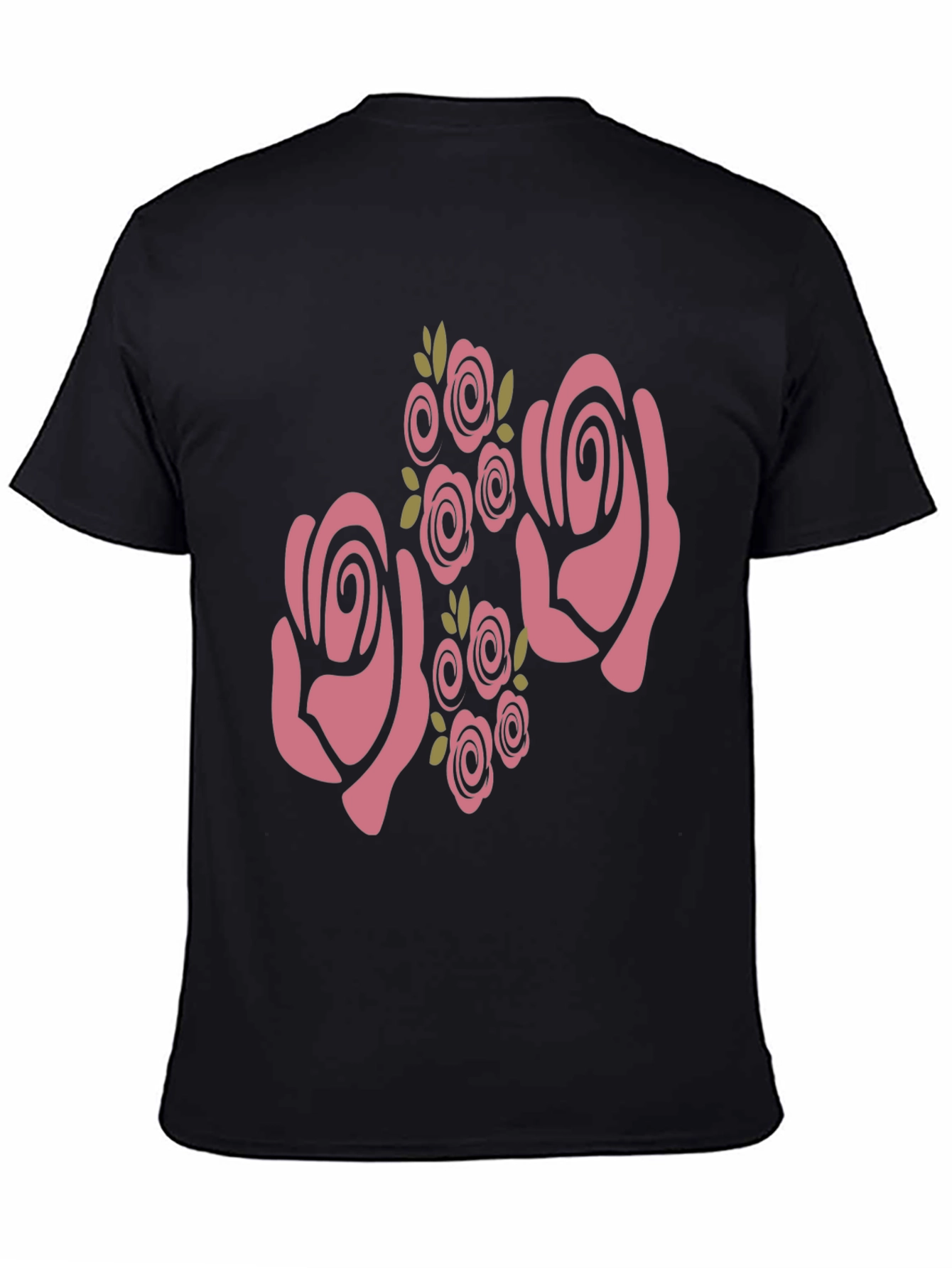 Black Floral Rose Graphic Black T-Shirt view 4
