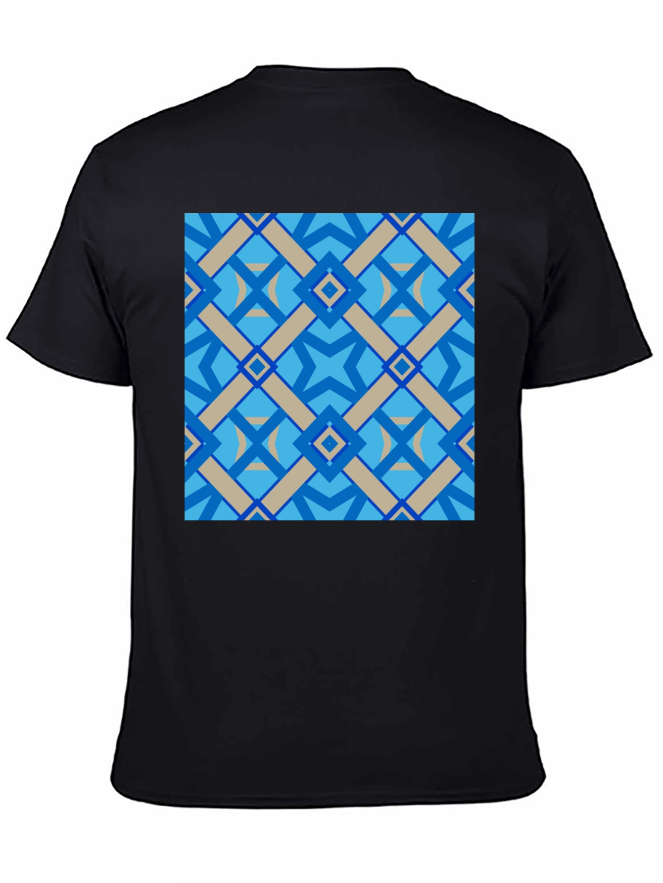 Black Geometric Pattern Black T-Shirt view 4