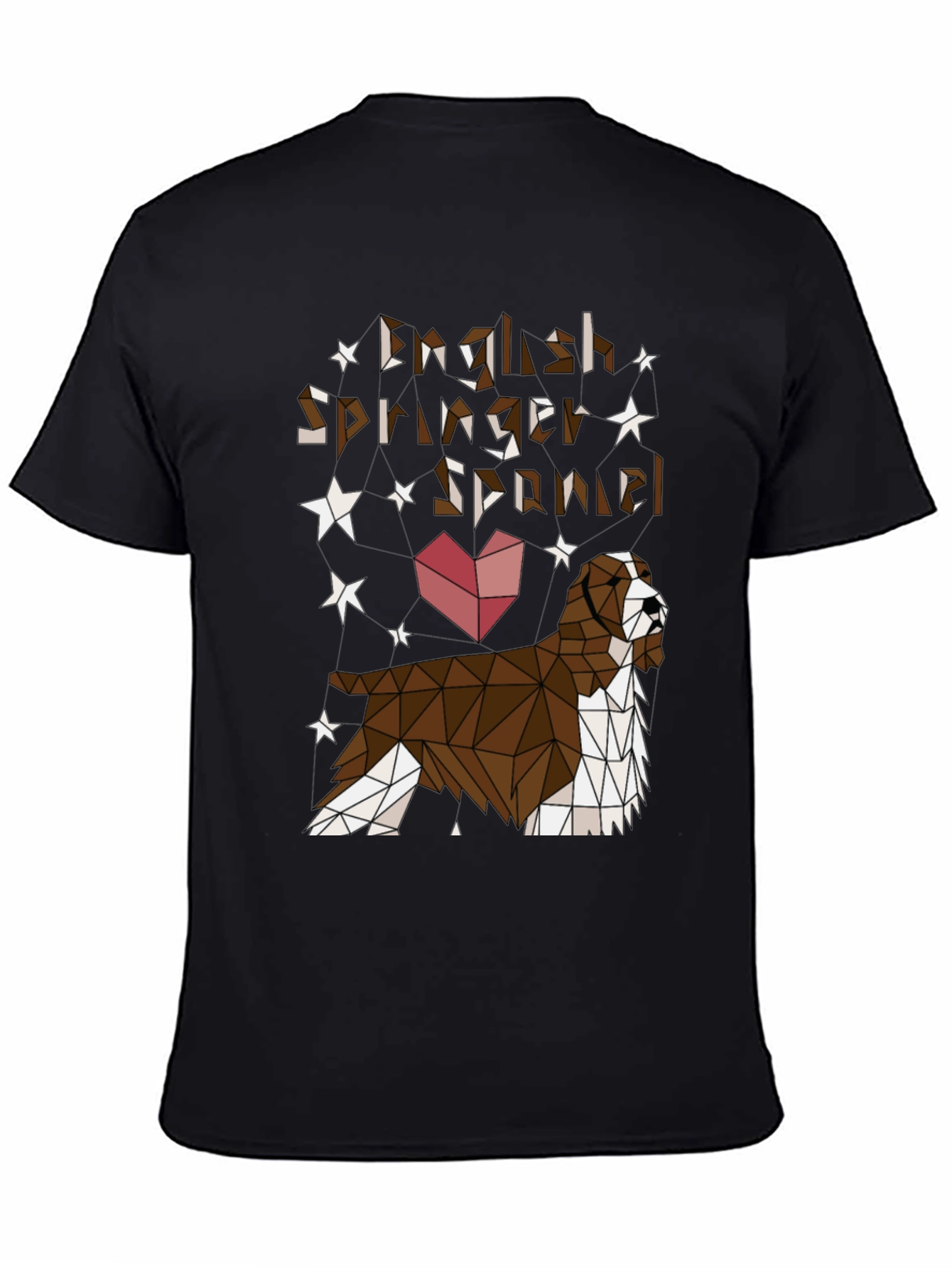 Black English Springer Spaniel Geometric T-Shirt view 4