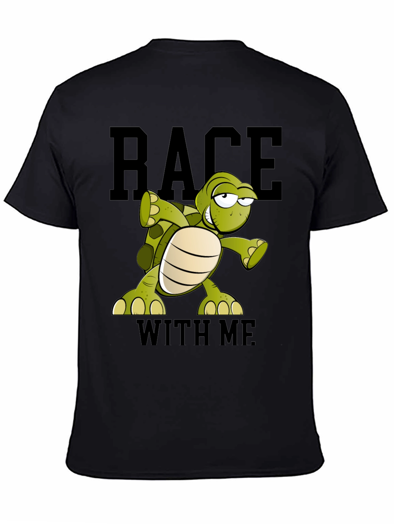 Black Funny Turtle Race T-Shirt - Black view 4