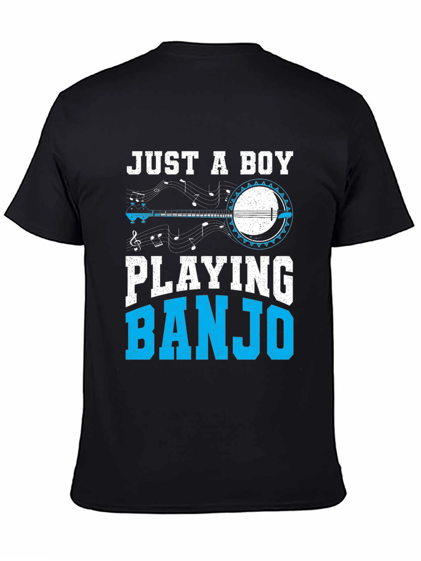 Black Just a Boy Playing Banjo T-Shirt view 4