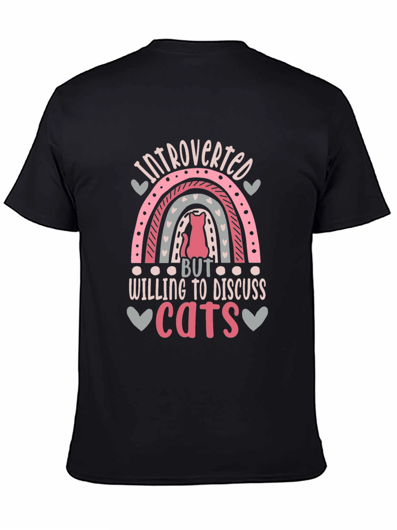 Black Introverted Cat Lover T-Shirt view 4