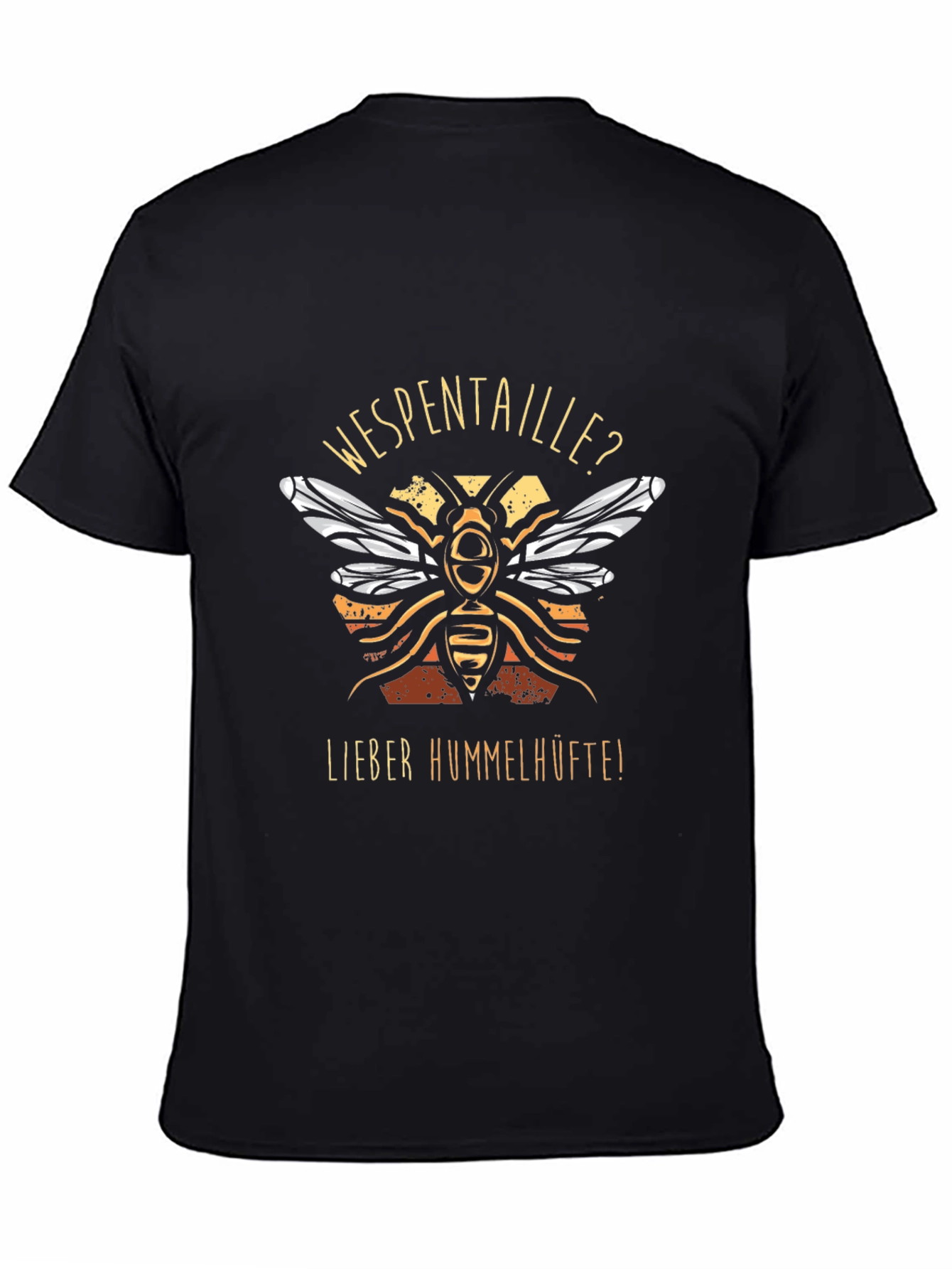 Black Funny Wasp Waist or Bumblebee Hips Graphic T-Shirt view 4