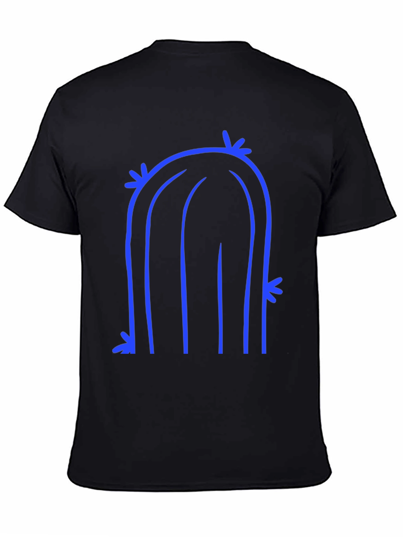 Black Abstract Cactus Graphic Tee - Black Cotton T-Shirt view 4