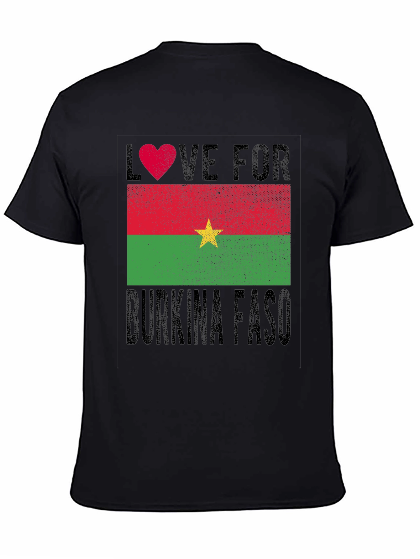 Black Burkina Faso Flag Heart T-Shirt - Love for Country Tee view 4