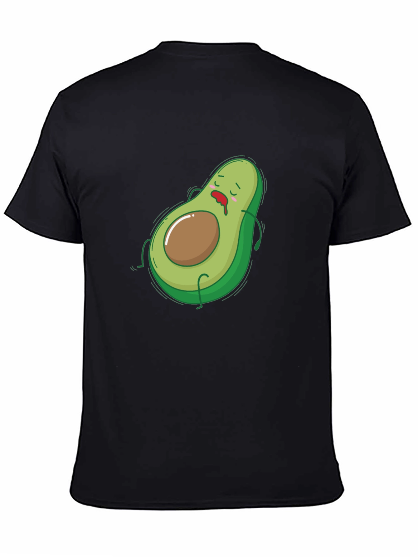 Black Funny Avocado Graphic T-Shirt - Black Cotton Tee view 4