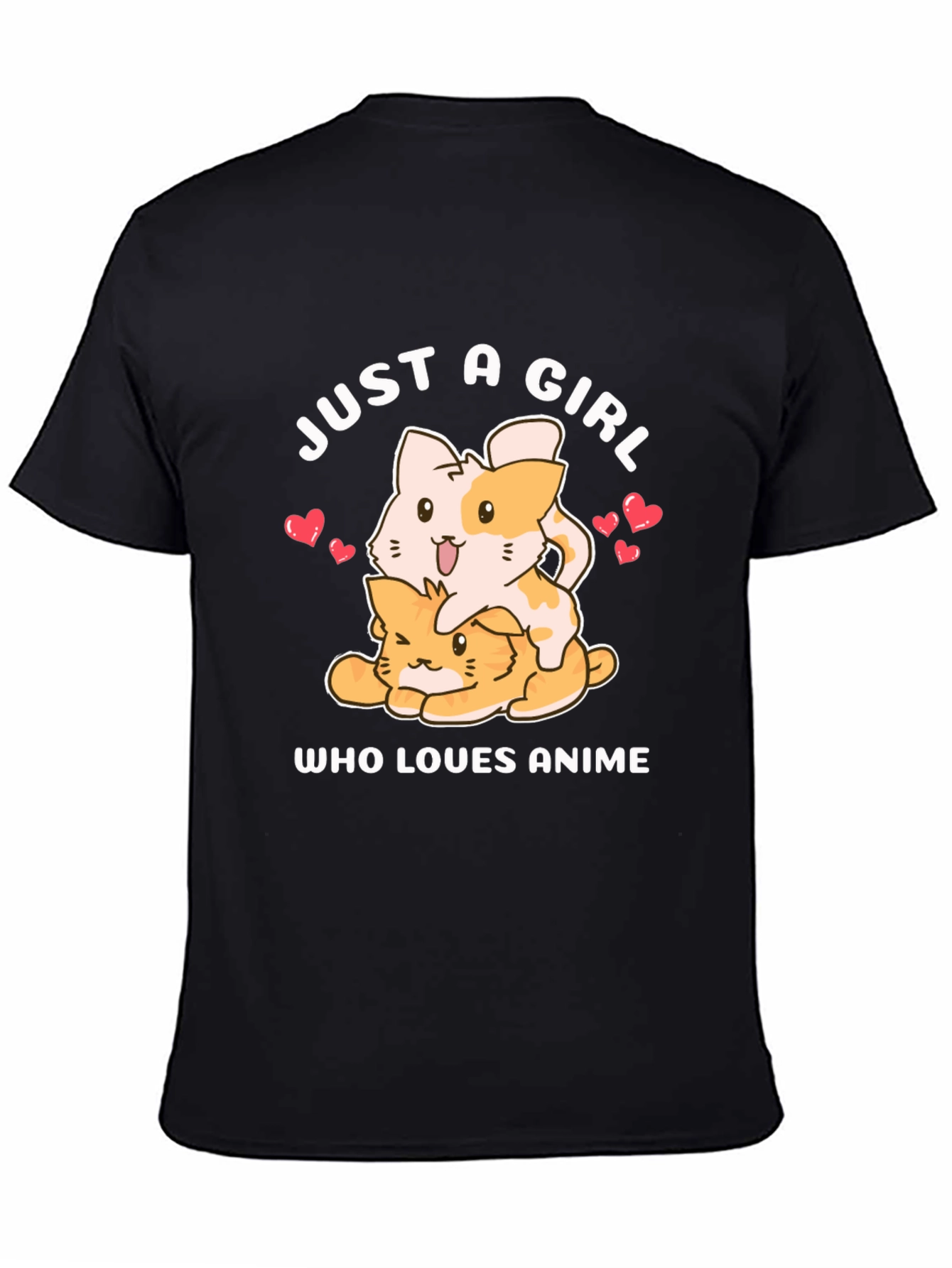 Black Just a Girl Who Loves Anime T-Shirt view 4