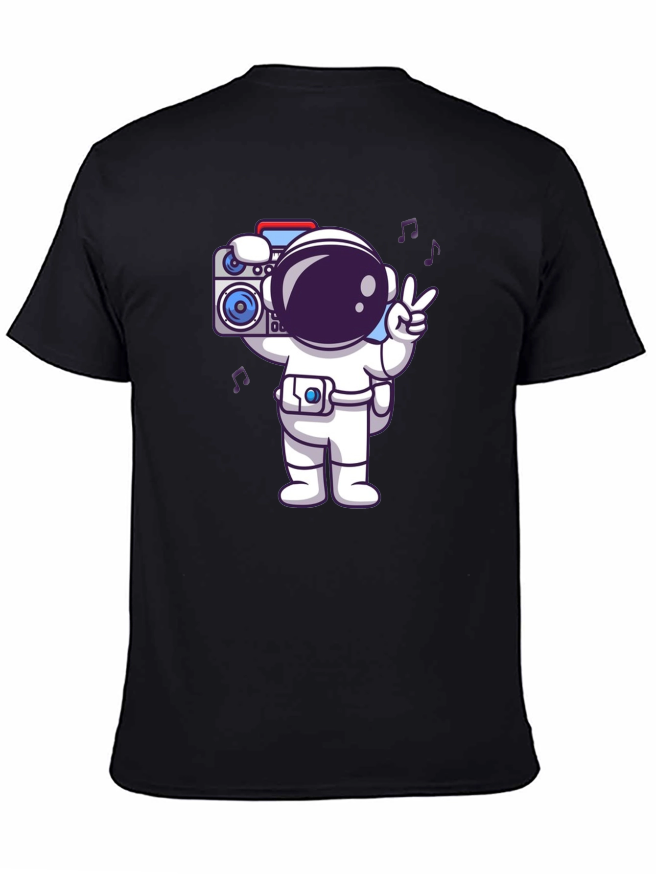 Black Astronaut Graphic Tee - Black Cotton Blend T-Shirt view 4