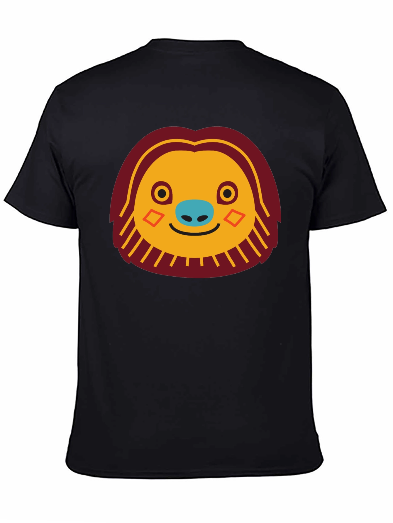 Black Funny Sloth Face Graphic T-Shirt view 4