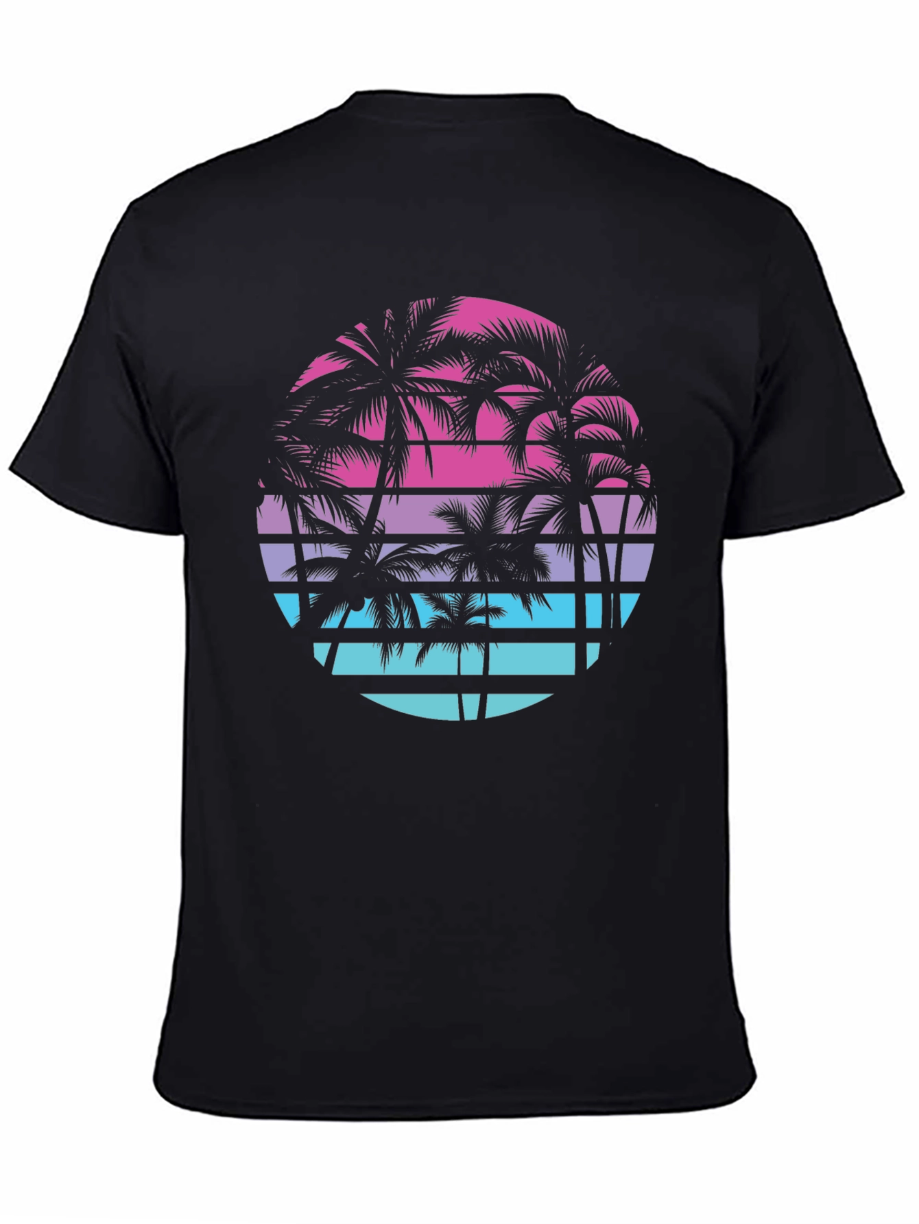 Black Retro Palm Tree Sunset T-Shirt view 4