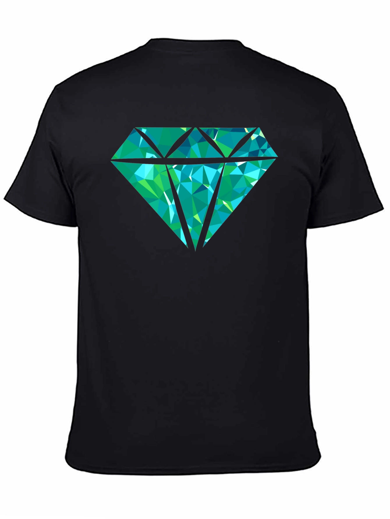 Black Geometric Diamond Graphic Print Tee - Black view 4