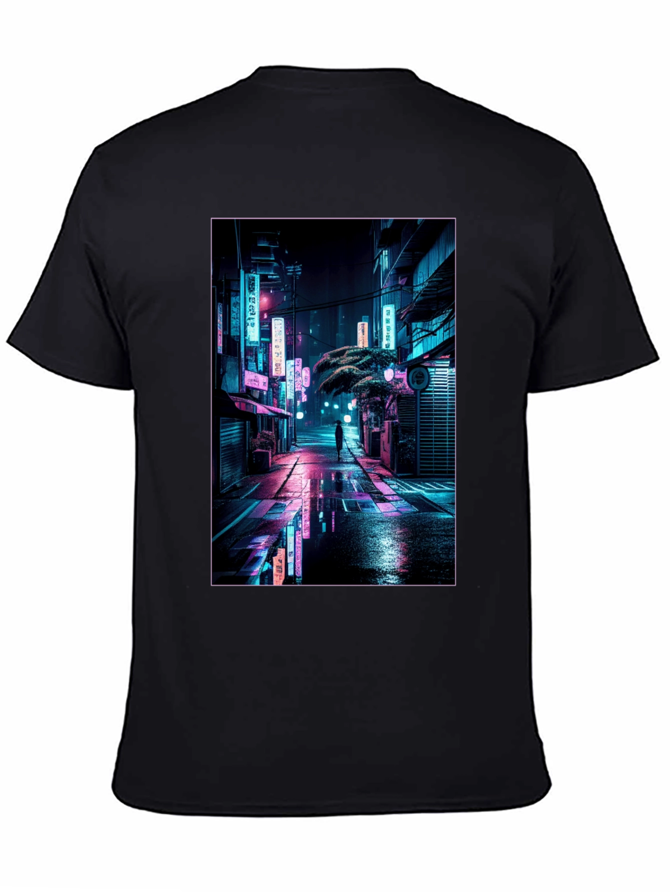 Black Neon Cityscape Graphic Tee view 4
