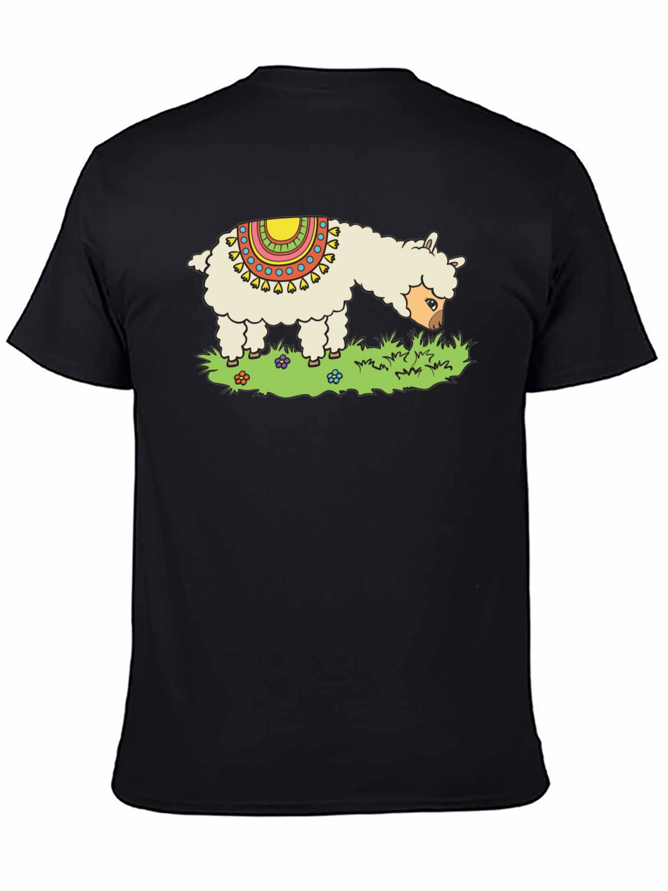 Black Llama Graphic Tee - Black Cotton T-Shirt view 4
